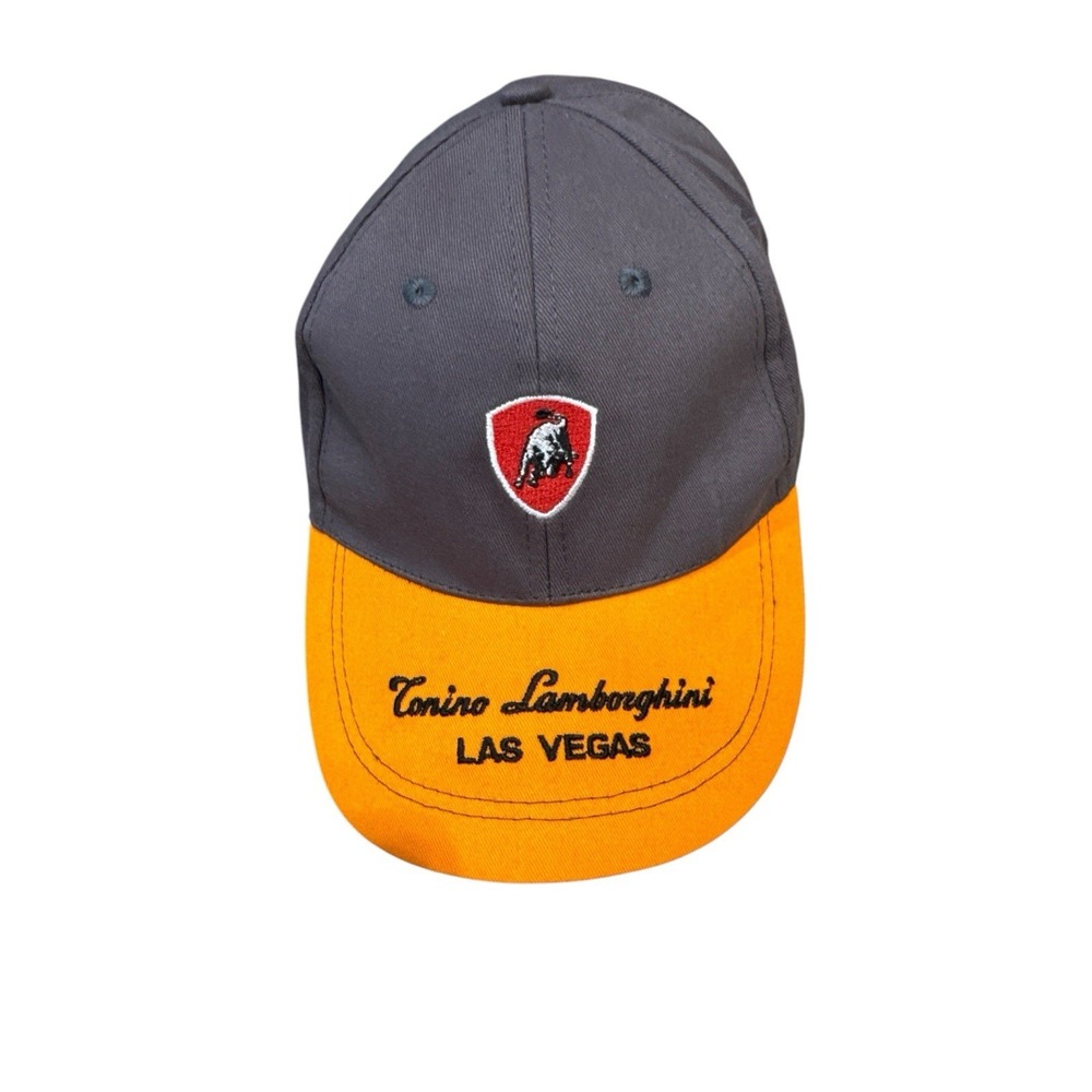 Tonino Lamborghini Las Vegas Hat OSFM Adjustable Grey Orange Color Size 58cm